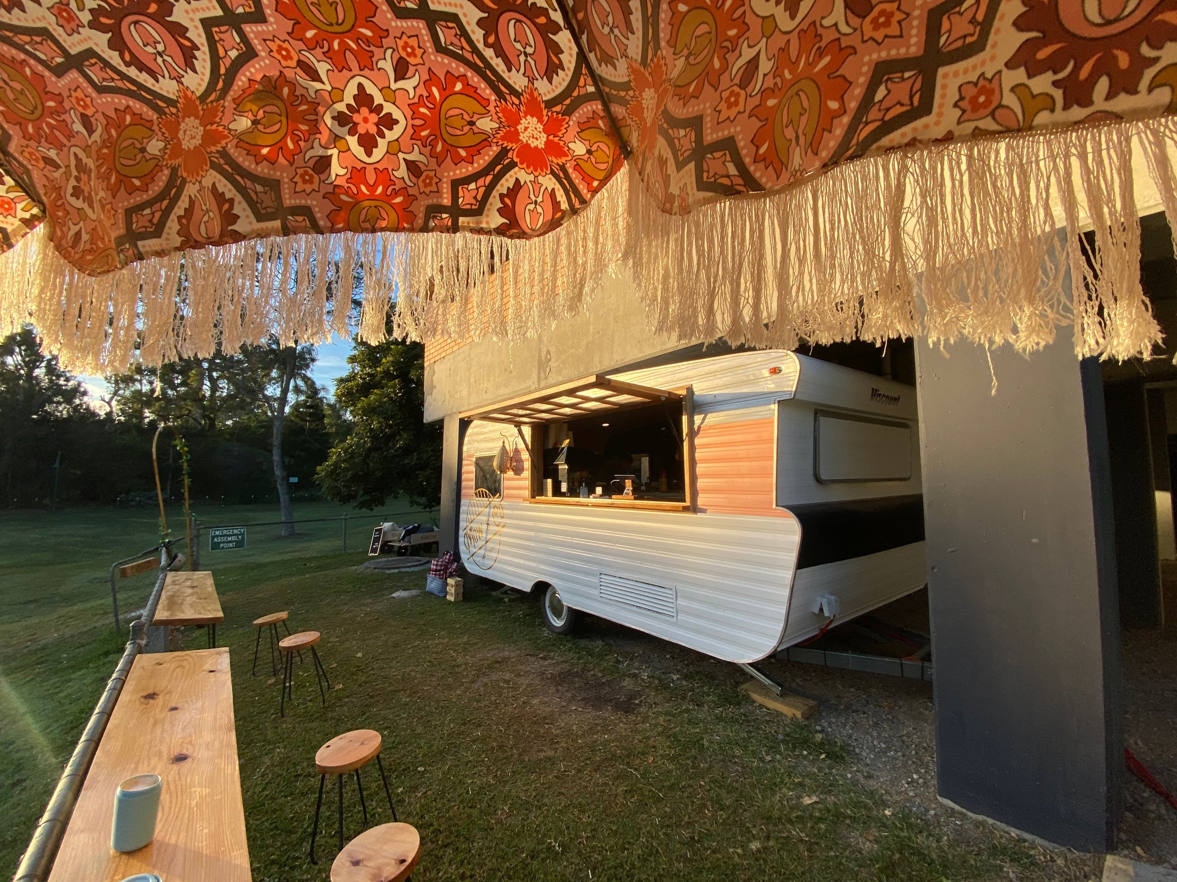 Baristas at work in the vintage van