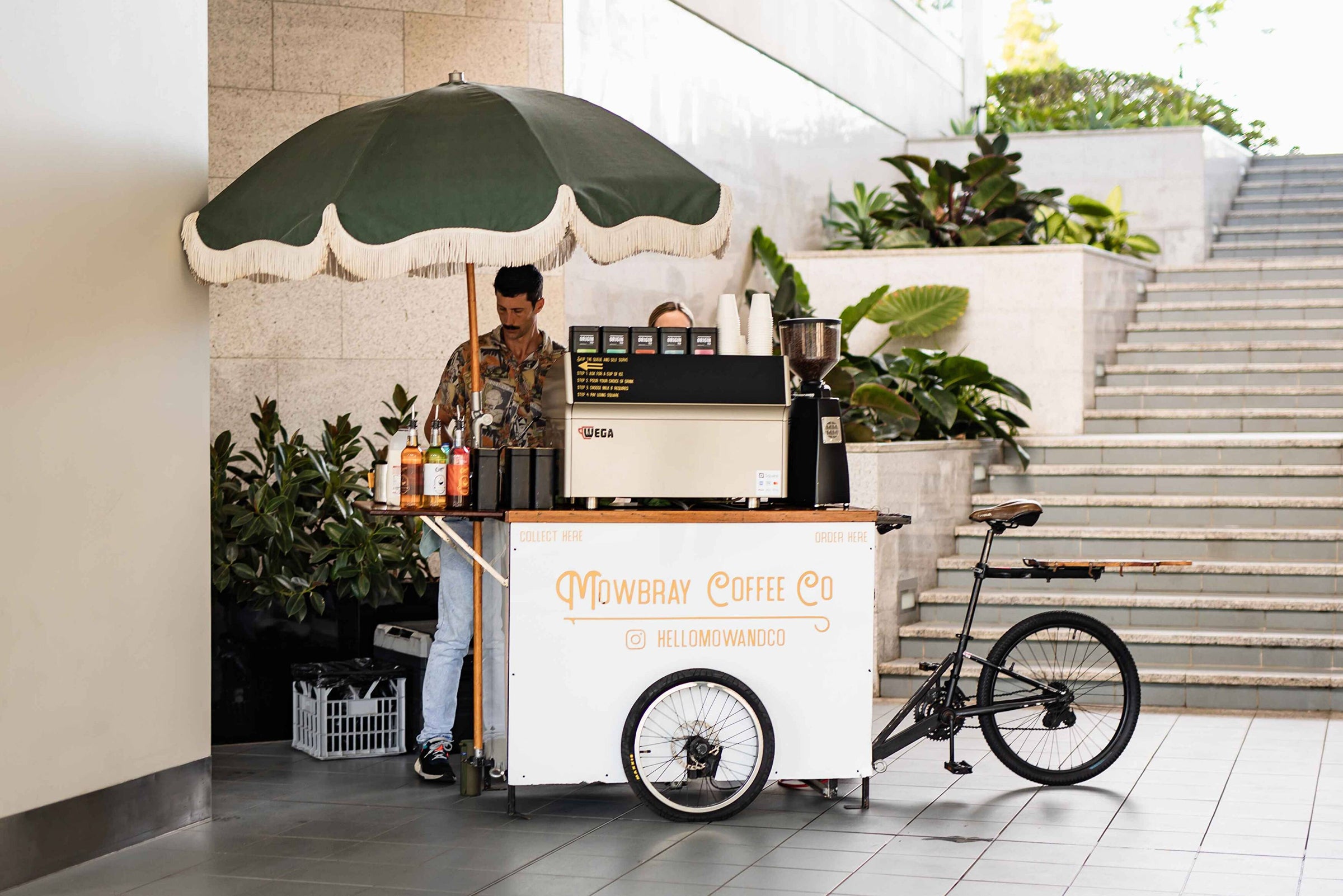 Mobile coffee cart at a corporate event